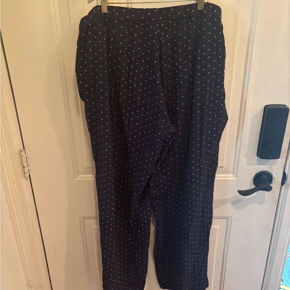 J. Jill Navy Polka Dot Wide Leg Pull on Pants size XL Tall - Picture 3 of 5